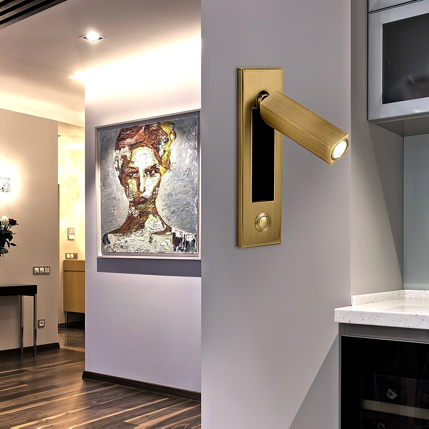 Flush Mount Sconce Adjustable Light Clean Minimalist Look - ML - 517 - 9 - Dia 5cm x H 15.5cm square (Hidden switch)