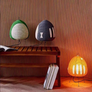 Hikari Wabi Paper Lamp Rice Paper Ambient Light Japanese - Orange
