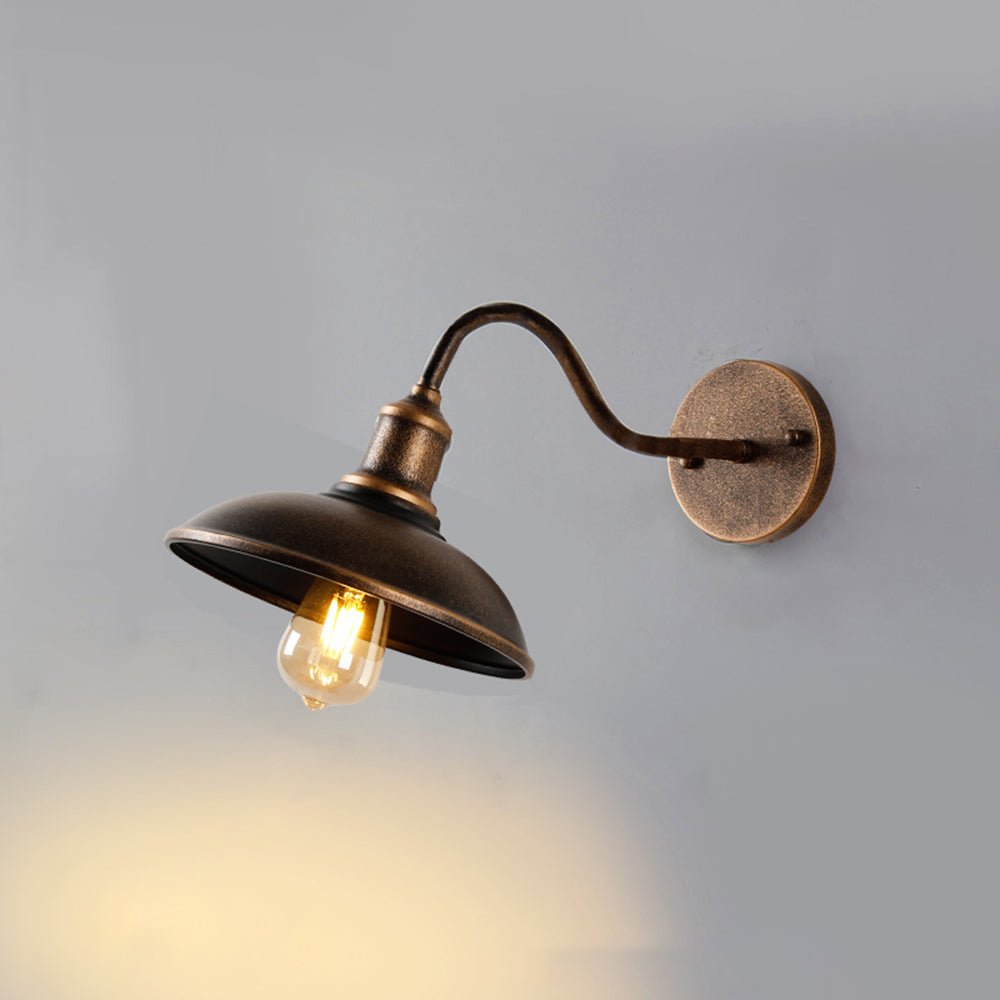 Mayana Rustic Outdoor Wall Lamp Antique Brass Bowl - Shaped - 11.4"/29cm