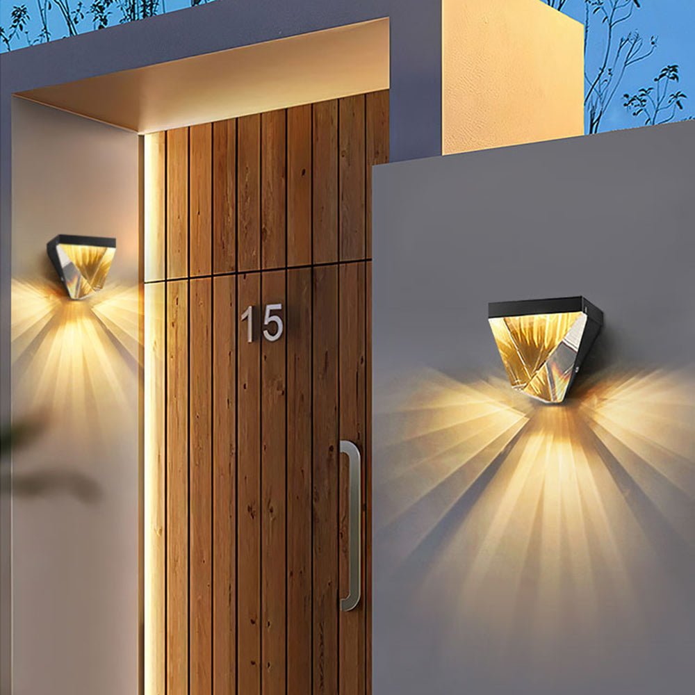 Bianca Outdoor Wall Lamp Crystal Diamond Inspired Design - ALS787BKD13W14WWPF - Black
