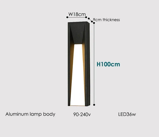 Divia Outdoor Wall Lamp Hardwired Rectangular Metal Body - Black