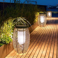 Sabrina Solar Garden Lamp Solar Powered Woven Rattan - 30cm x 48 cm