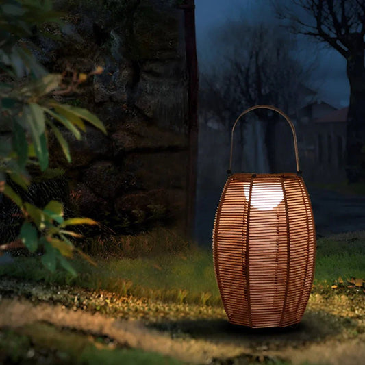 Sabrina Solar Garden Lamp Solar Powered Woven Rattan - 28cm x 42cm