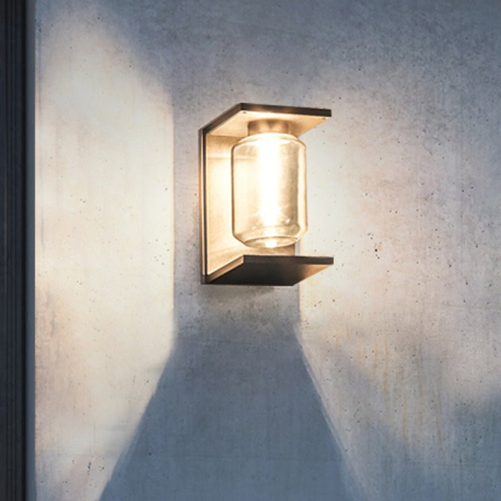 Maricel Outdoor Wall Lamp Glass Lantern IP65 Waterproof - Gray