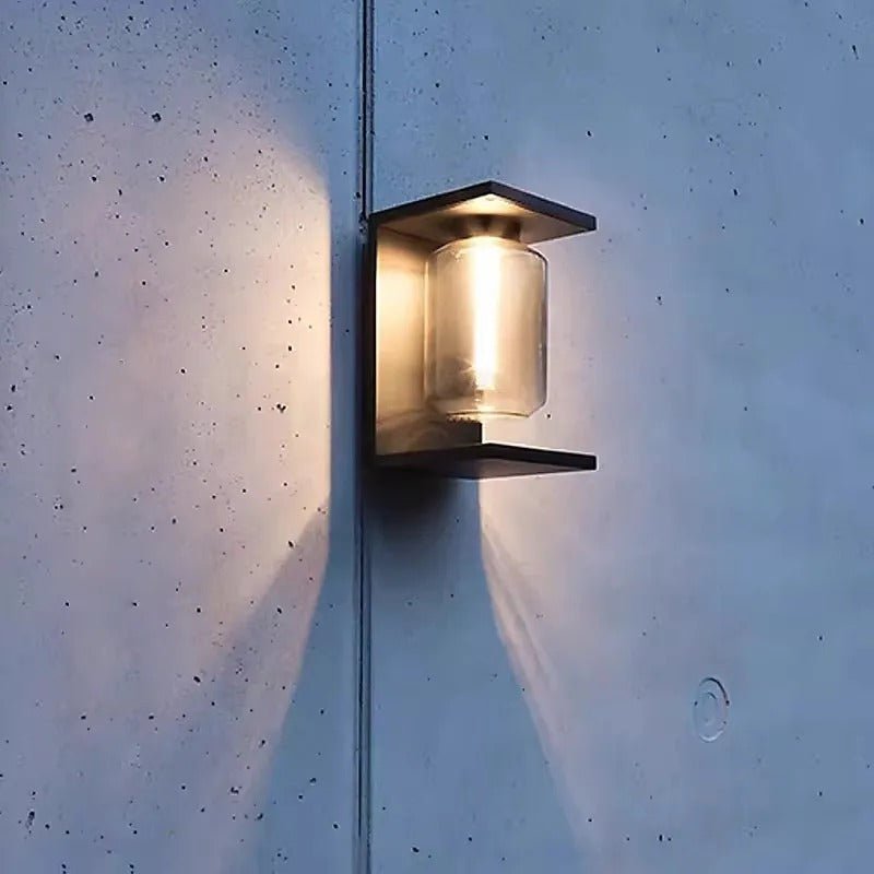 Maricel Outdoor Wall Lamp Glass Lantern IP65 Waterproof - Black