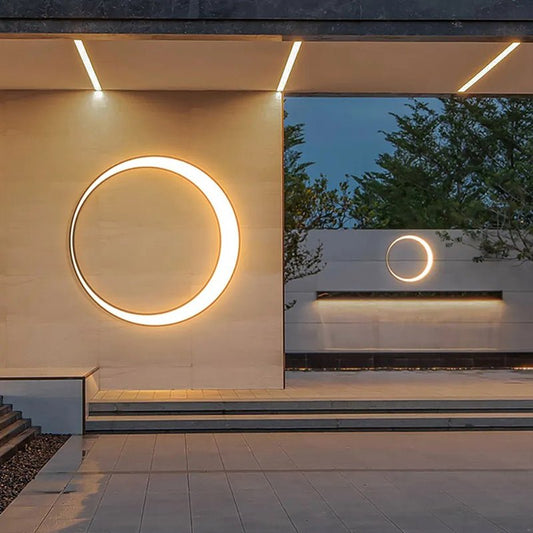 Alessia Outdoor Wall Lamp Ring Moon Inspired LED Lighting - 40cm