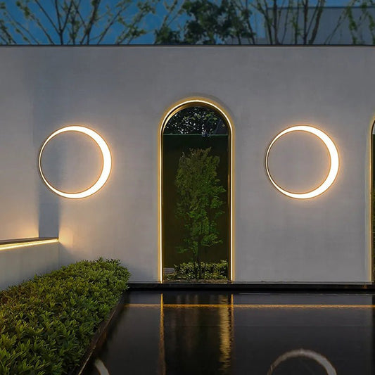 Alessia Outdoor Wall Lamp Ring Moon Inspired LED Lighting - 40cm
