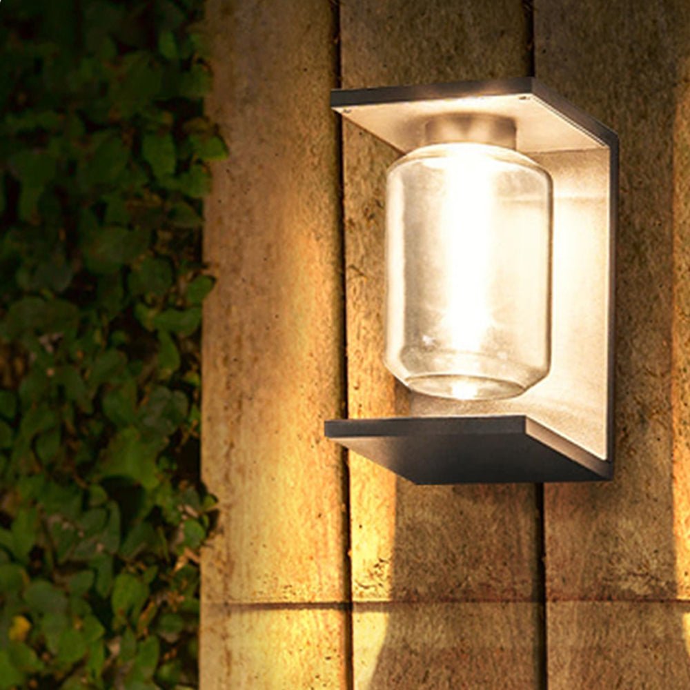 Maricel Outdoor Wall Lamp Glass Lantern IP65 Waterproof - Gray