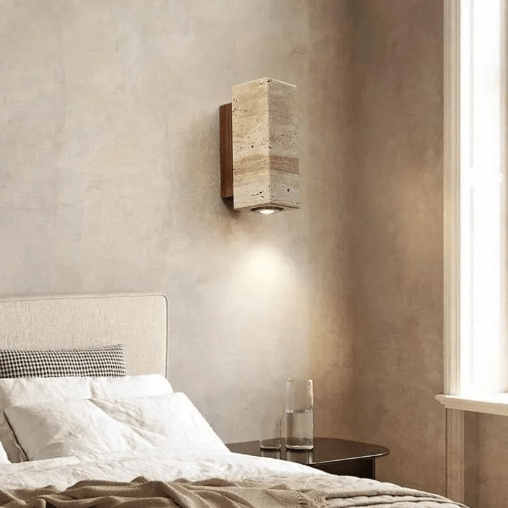 Tomoshibi Travertine Wall Lamp Japandi Inspired Warm Glow - Indoor Circular