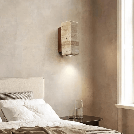 Tomoshibi Travertine Wall Lamp Japandi Inspired Warm Glow - Indoor Circular