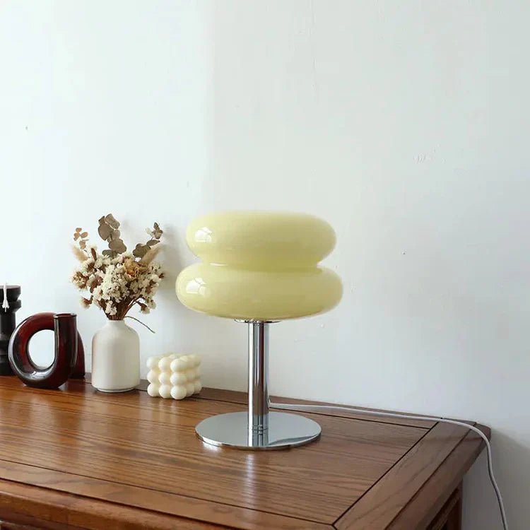 Spinetta Table Lamp Retro Double Glass Bauhaus Style - Yellow
