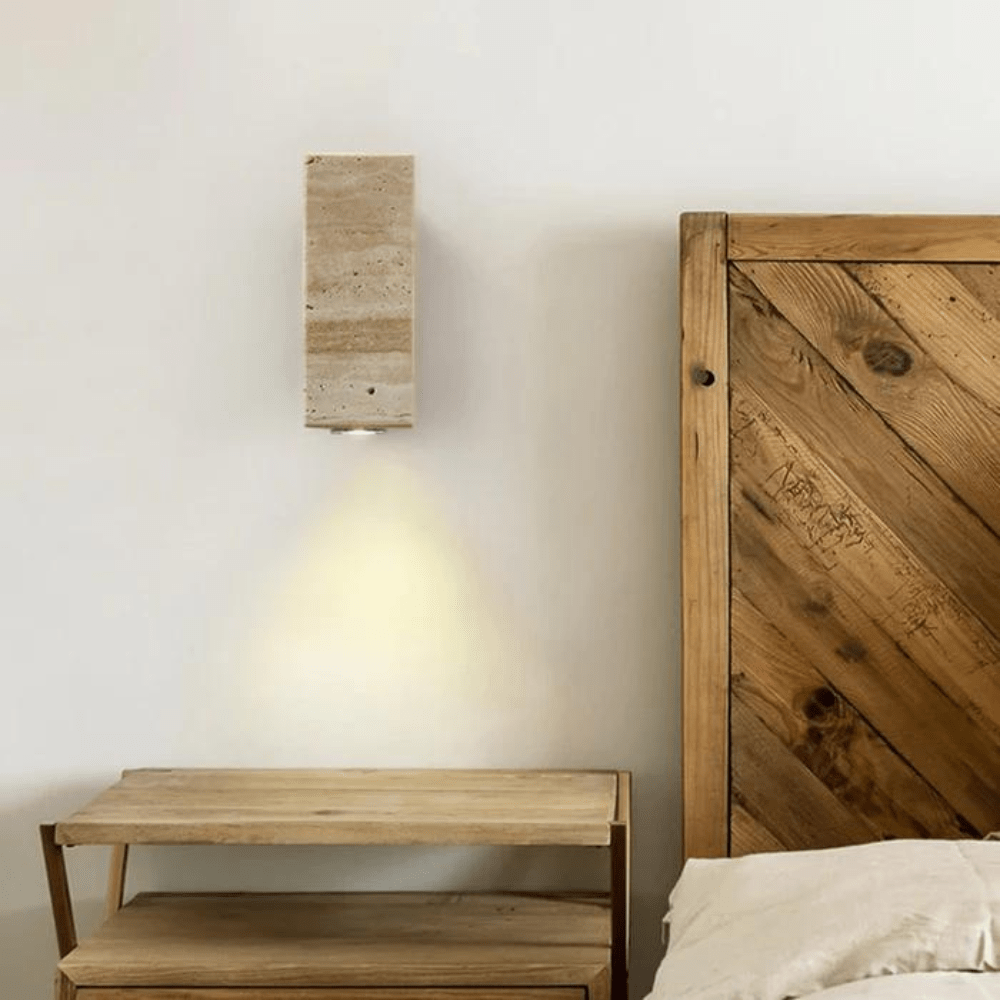 Tomoshibi Travertine Wall Lamp Japandi Inspired Warm Glow - Outdoor Square