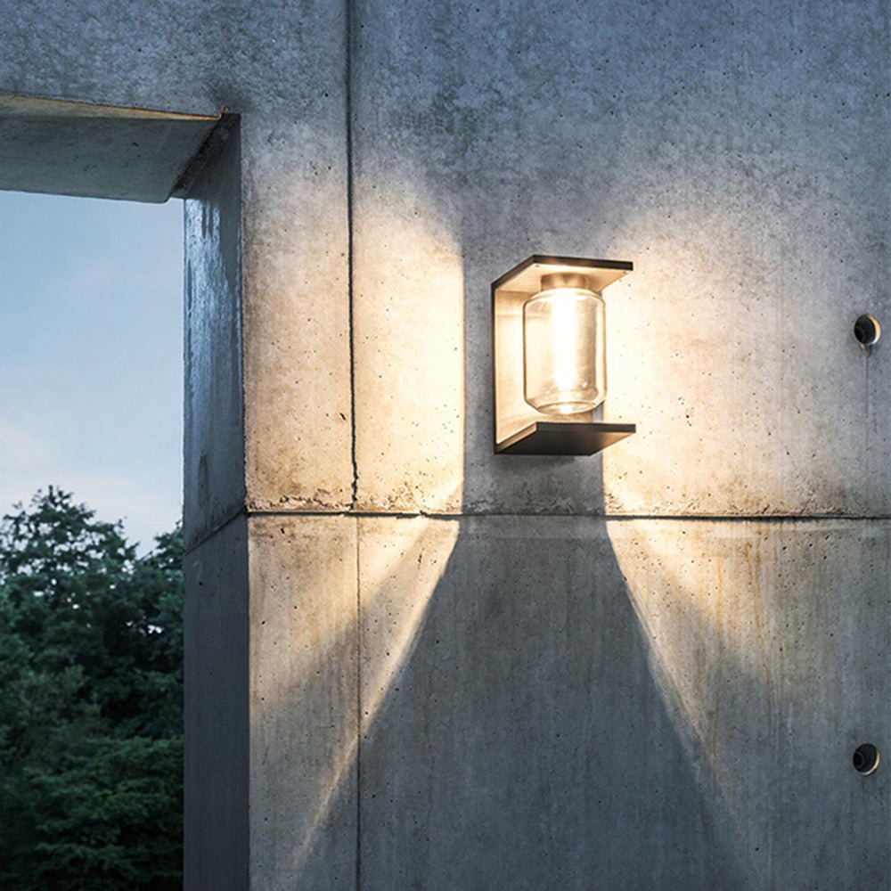 Maricel Outdoor Wall Lamp Glass Lantern IP65 Waterproof - Black