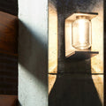 Maricel Outdoor Wall Lamp Glass Lantern IP65 Waterproof - Black