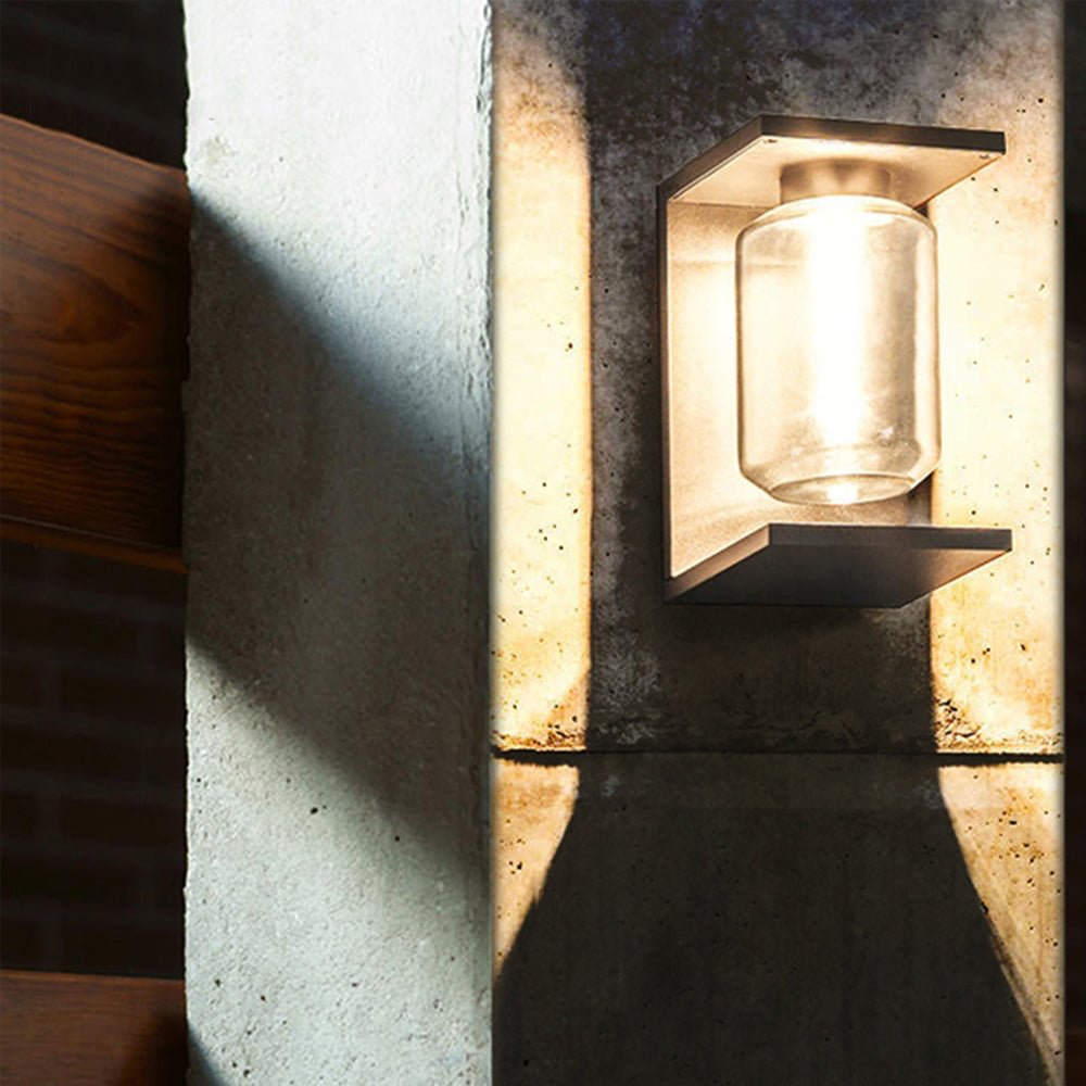 Maricel Outdoor Wall Lamp Glass Lantern IP65 Waterproof - Black