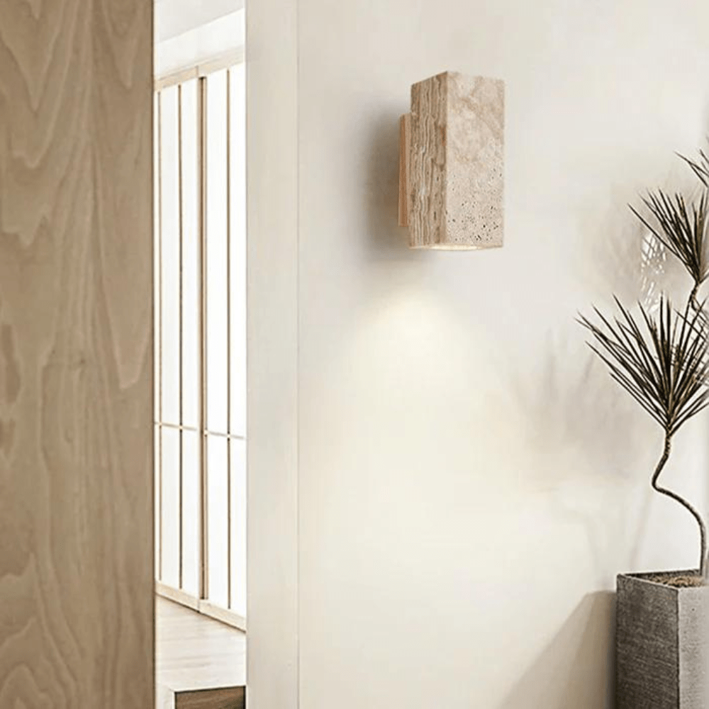 Tomoshibi Travertine Wall Lamp Japandi Inspired Warm Glow - Outdoor Circular