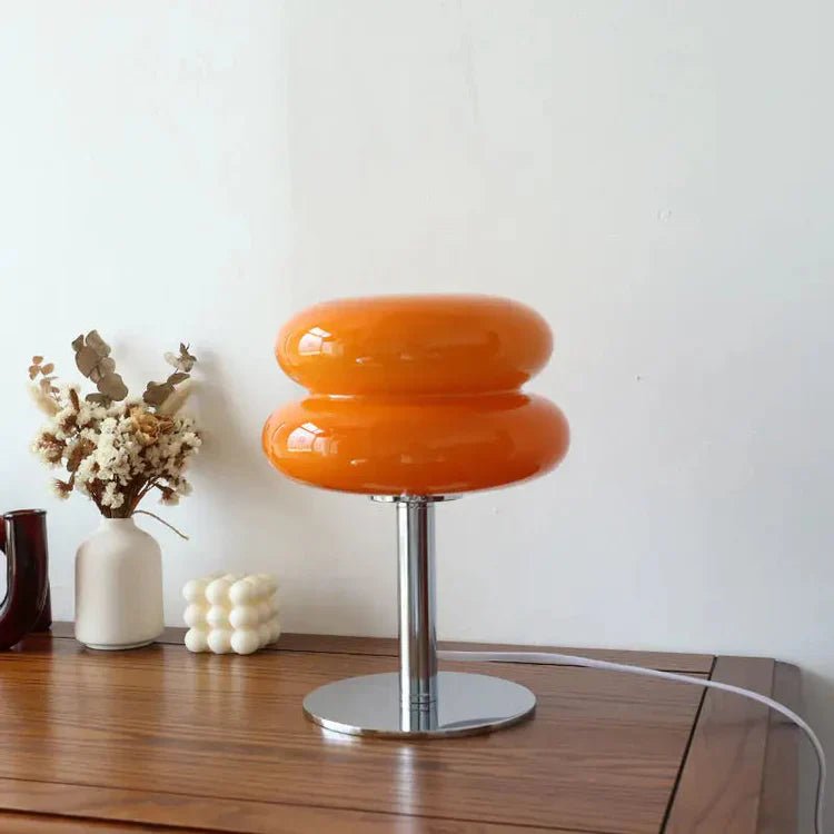 Spinetta Table Lamp Retro Double Glass Bauhaus Style - Orange