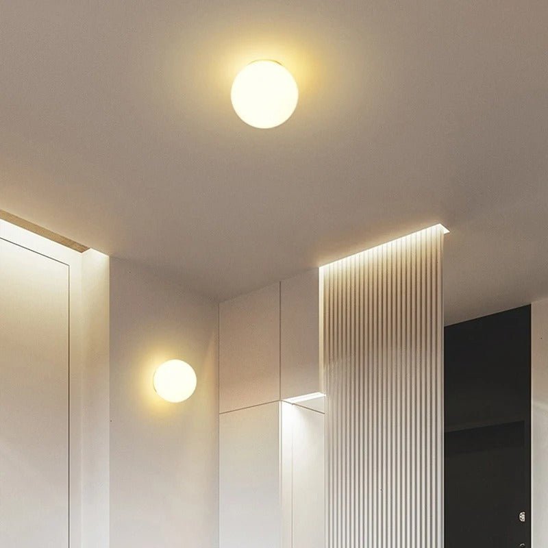 Globa Ceiling Lamp White Glass Shade Sconce Design - Dia 12cm