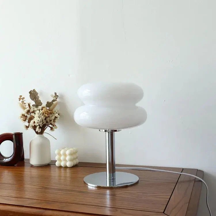 Spinetta Table Lamp Retro Double Glass Bauhaus Style - White