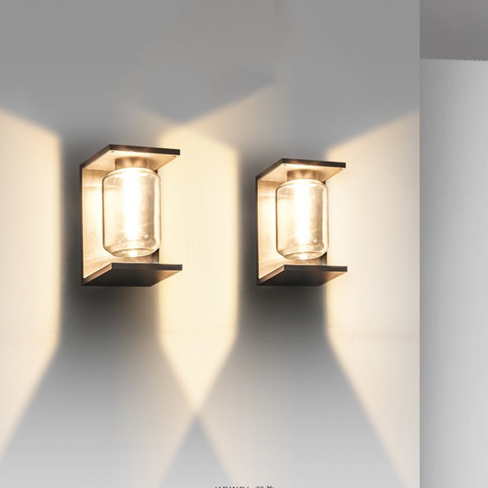 Maricel Outdoor Wall Lamp Glass Lantern IP65 Waterproof - Gray