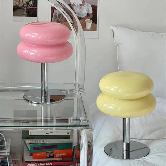 Spinetta Table Lamp Retro Double Glass Bauhaus Style - Orange