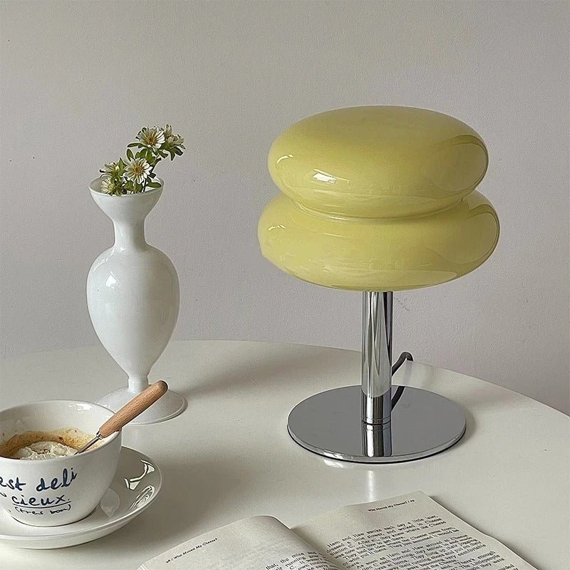Spinetta Table Lamp Retro Double Glass Bauhaus Style - Orange