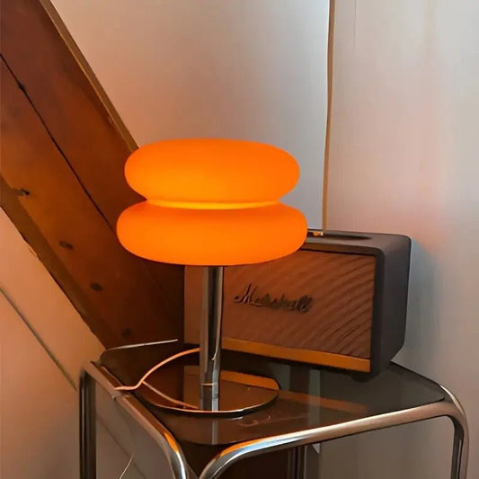 Spinetta Table Lamp Retro Double Glass Bauhaus Style - Orange