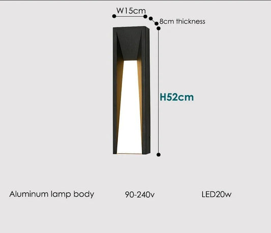 Divia Outdoor Wall Lamp Hardwired Rectangular Metal Body - Black