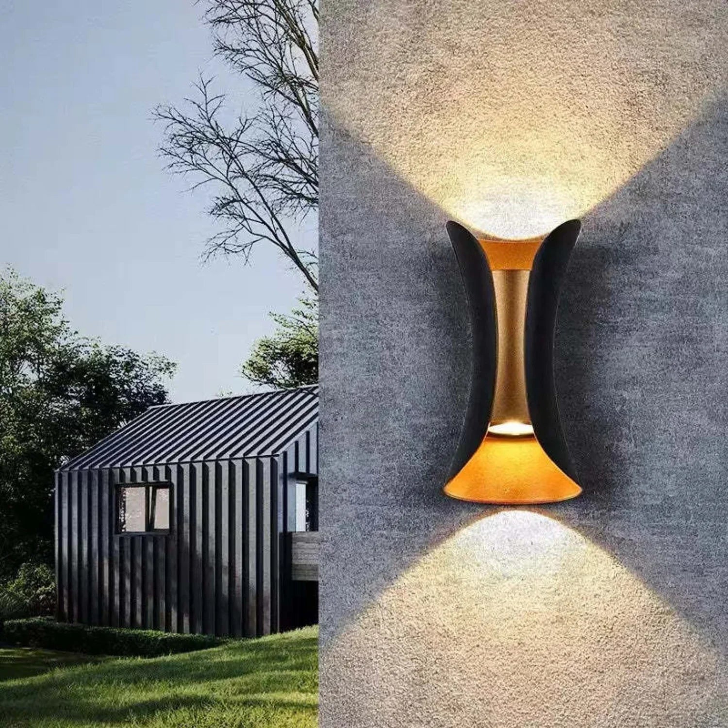 Fionna Waterproof LED Wall Lamp IP65 Aluminum Outdoor - LIOR0335CLE - 1 - Gold Ebony