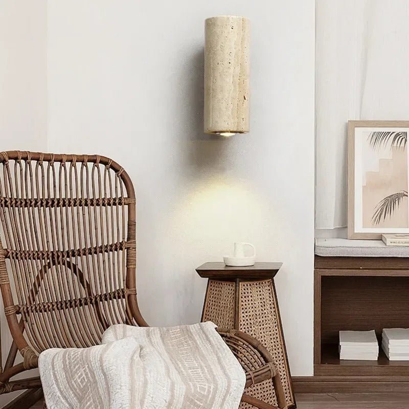 Tomoshibi Travertine Wall Lamp Japandi Inspired Warm Glow - Outdoor Square