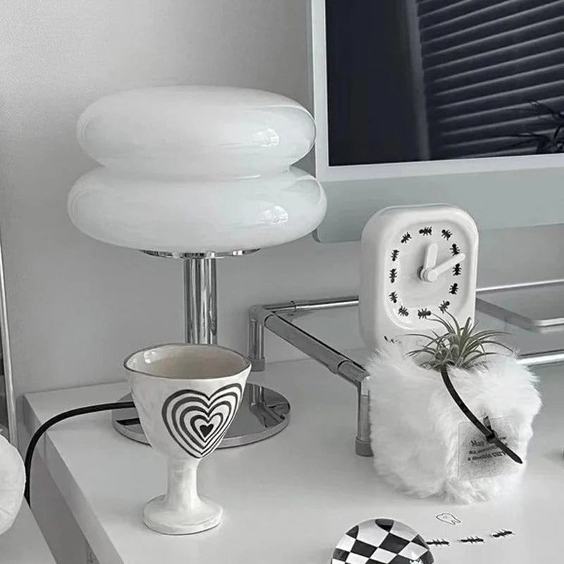 Spinetta Table Lamp Retro Double Glass Bauhaus Style - Orange