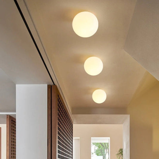 Globa Ceiling Lamp White Glass Shade Sconce Design - Dia 12cm