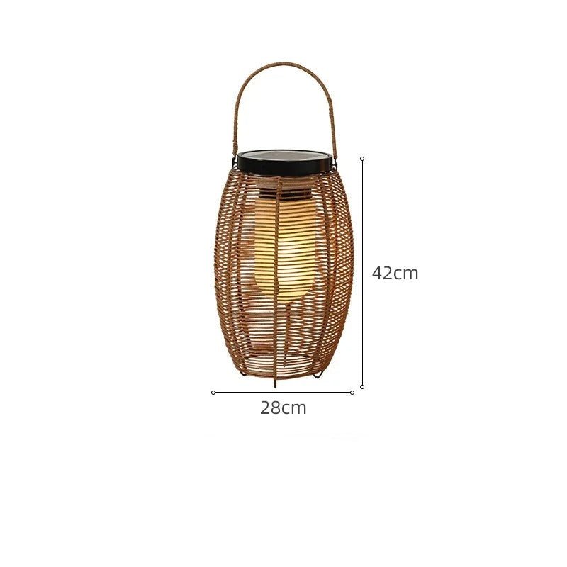 Sabrina Solar Garden Lamp Solar Powered Woven Rattan - 28cm x 42cm