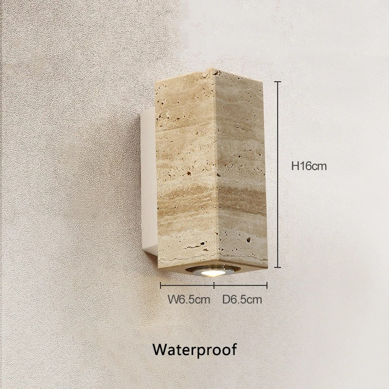 Tomoshibi Travertine Wall Lamp Japandi Inspired Warm Glow - Outdoor Square