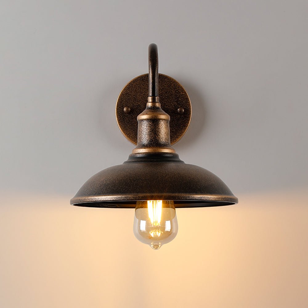 Mayana Rustic Outdoor Wall Lamp Antique Brass Bowl - Shaped - 11.4"/29cm