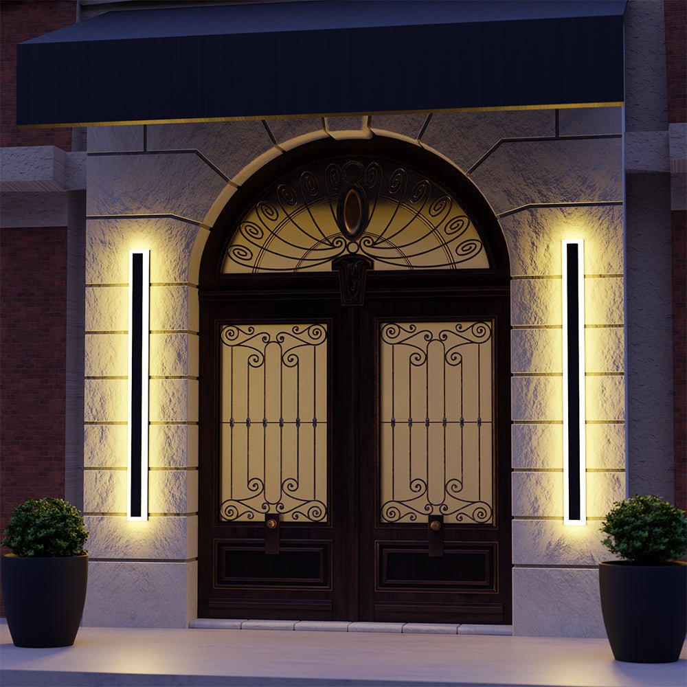 Myerna Outdoor Wall Light Dark Steel Finish Linear Design - 60cm