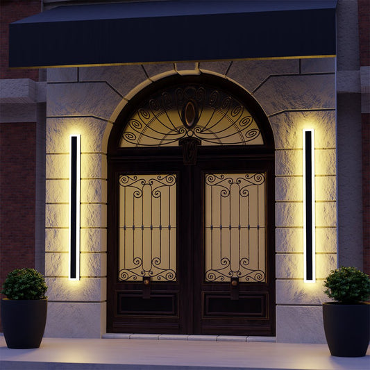 Myerna Outdoor Wall Light Dark Steel Finish Linear Design - 60cm