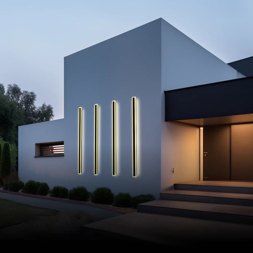 Myerna Outdoor Wall Light Dark Steel Finish Linear Design - 150cm