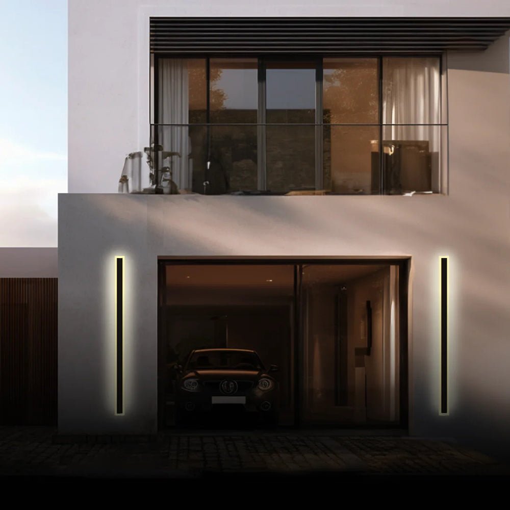 Myerna Outdoor Wall Light Dark Steel Finish Linear Design - 150cm