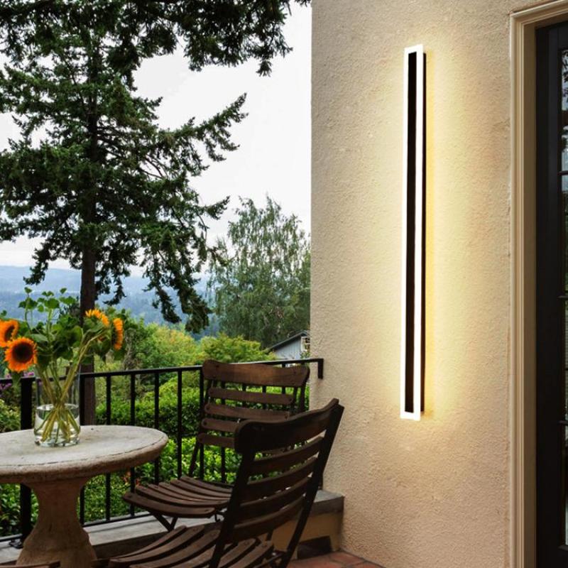Myerna Outdoor Wall Light Dark Steel Finish Linear Design - 150cm