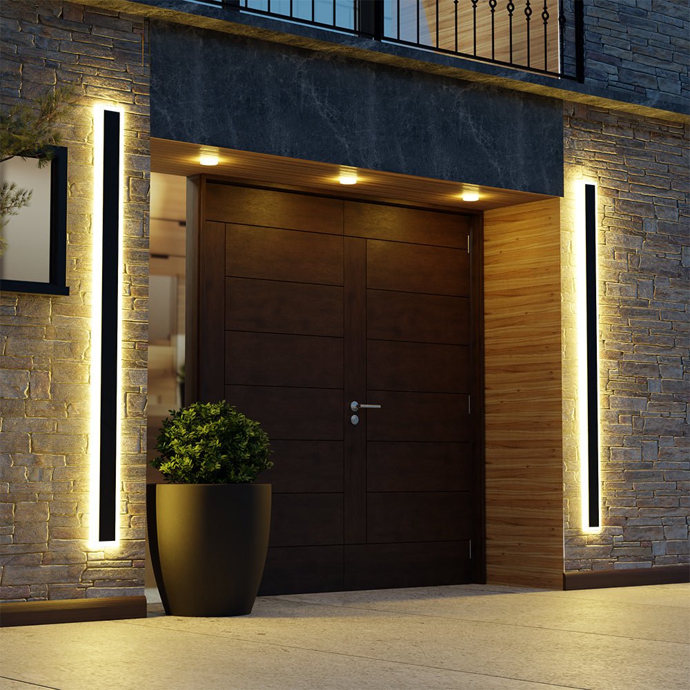 Myerna Outdoor Wall Light Dark Steel Finish Linear Design - 100cm
