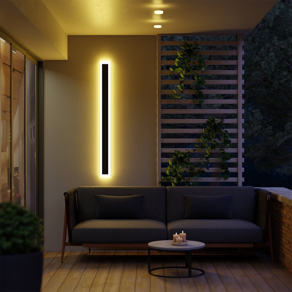 Myerna Outdoor Wall Light Dark Steel Finish Linear Design - 150cm