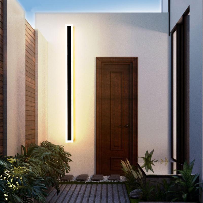 Myerna Outdoor Wall Light Dark Steel Finish Linear Design - 150cm