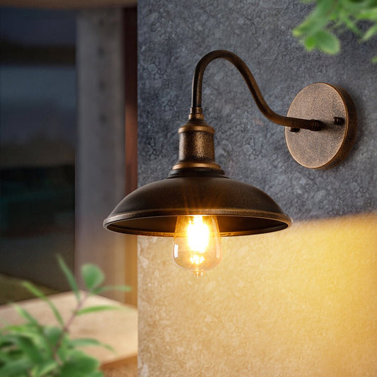 Mayana Rustic Outdoor Wall Lamp Antique Brass Bowl - Shaped - 9.4"/24cm