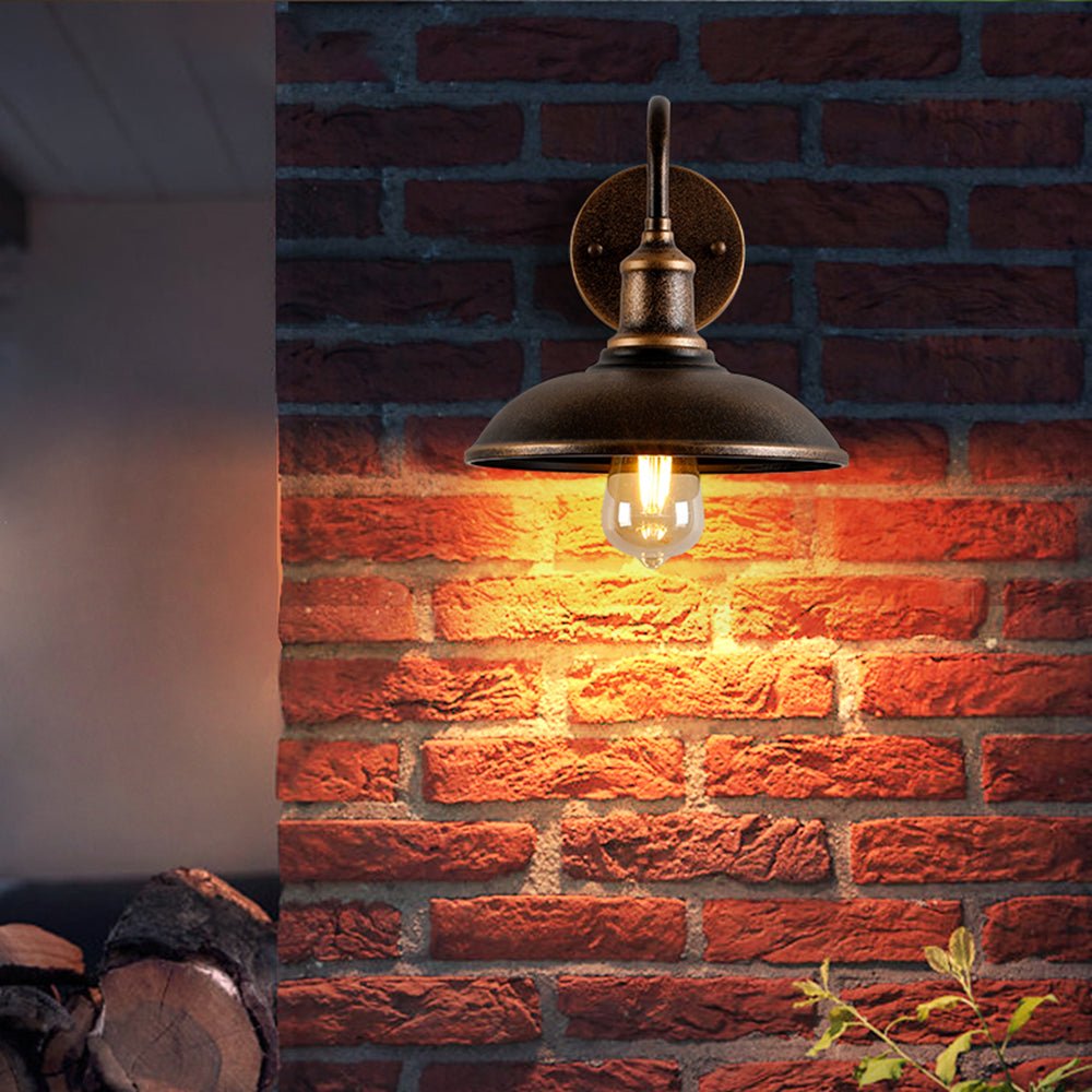 Mayana Rustic Outdoor Wall Lamp Antique Brass Bowl - Shaped - 11.4"/29cm
