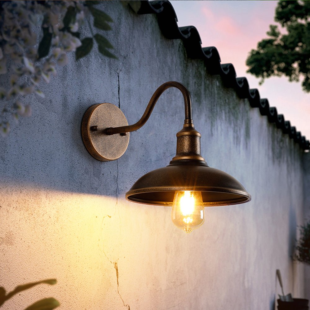 Mayana Rustic Outdoor Wall Lamp Antique Brass Bowl - Shaped - 11.4"/29cm