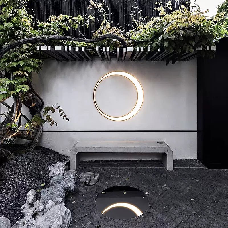Alessia Outdoor Wall Lamp Ring Moon Inspired LED Lighting - 40cm