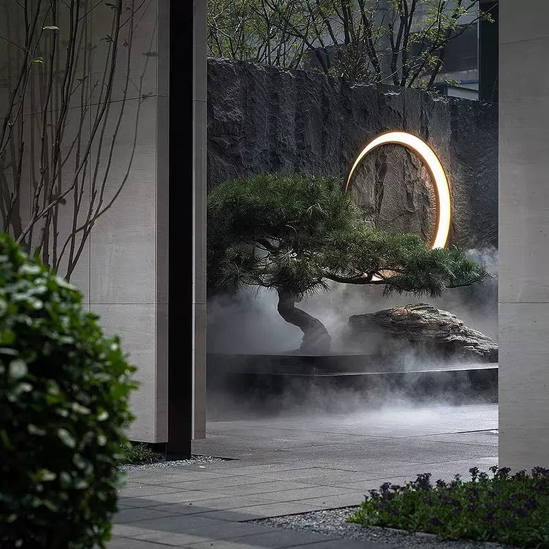 Alessia Outdoor Wall Lamp Ring Moon Inspired LED Lighting - 40cm