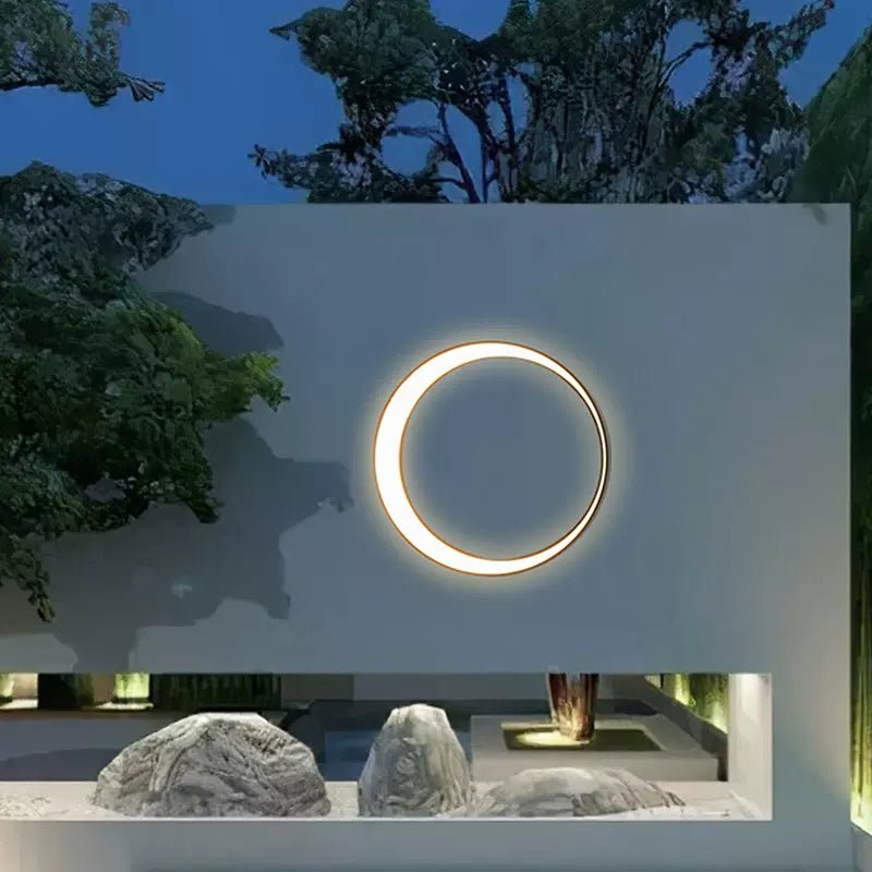 Alessia Outdoor Wall Lamp Ring Moon Inspired LED Lighting - 40cm