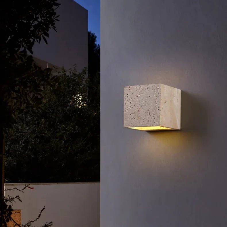 Vadalie Travertine Wall Lamp Minimalist Square Design - Type A